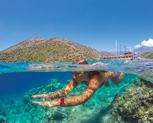 Turkey coastline with turquoise sea and luxury resort setting